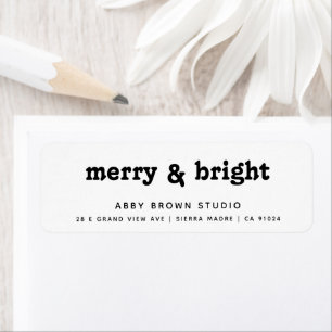 Minimal Black White Christmas Greetings Address Return Address Label