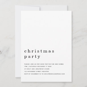 Minimal Black White Christmas Party  Invitation