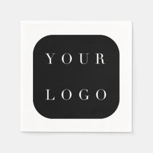 Minimal Black White Company Brand Logo Napkin