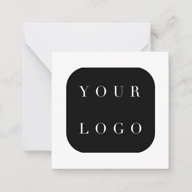 Minimal Black White Company Brand Logo Thank You Card (Front)