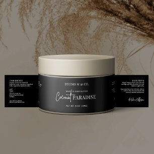 Minimal Black White Cosmetic Jar Ingredients Label