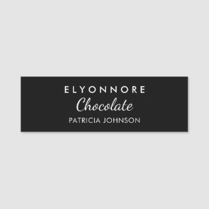 Minimal Black White Custom Staff Name Tag