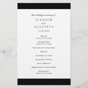 Minimal Black White Elegant Budget Wedding Program Flyer