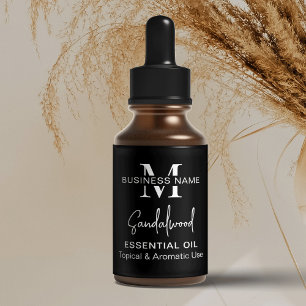 Minimal Black & White Essential Oil Dropper Bottle Return Address Label