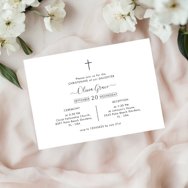 Minimal Black & White Gender Neutral Baptism Invitation (Creator Uploaded)