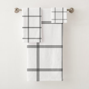 Minimal Black White Grid Glam #1 Bath Towel Set