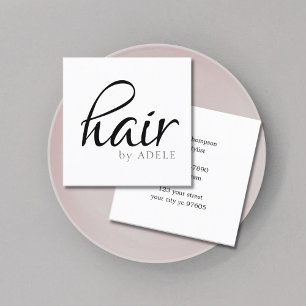 Minimal Black White Hair Stylist Square Business Card