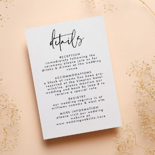 Minimal Black White Handwritten Script Wedding Enclosure Card