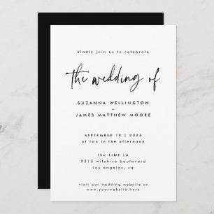 Minimal Black White Handwritten Script Wedding Invitation