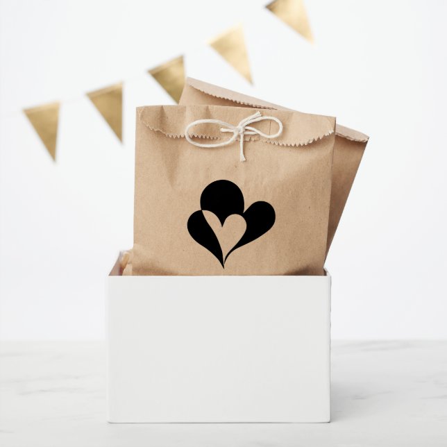  Minimal Black & White Heart Modern Custom Wedding Favour Bag (Party)