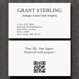 Minimal Black White Legal QR Code Business Card