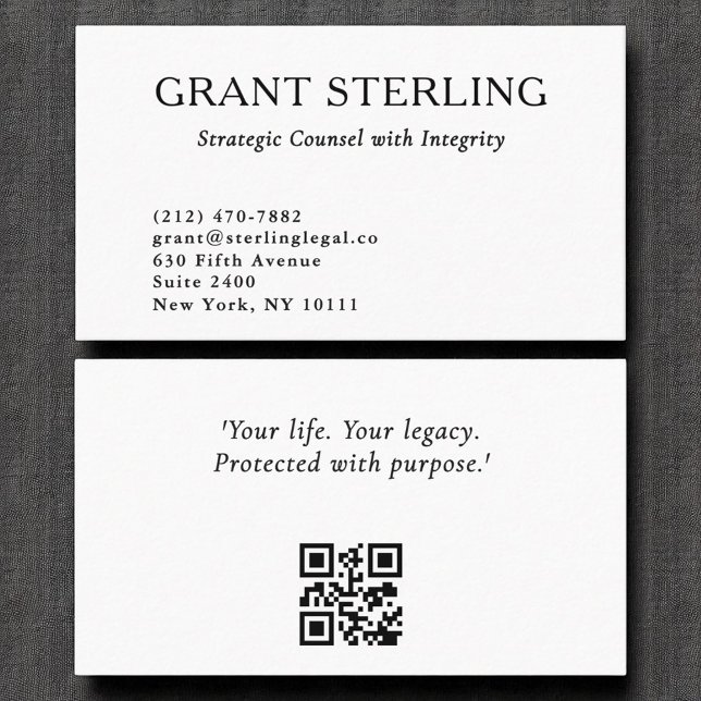 Minimal Black White Legal QR Code  Business Card (Creator Uploaded)