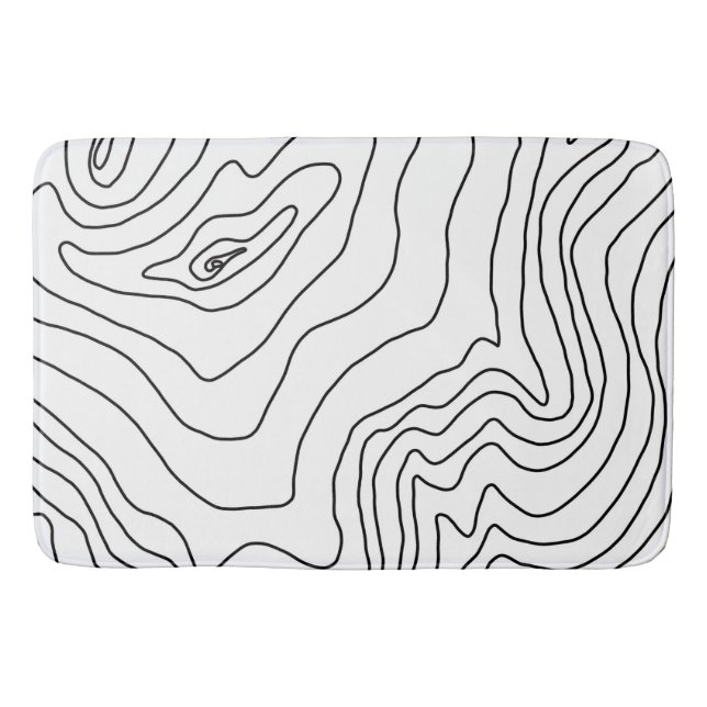 Minimal Black & White line art Modern Design Bath Mat (Front)