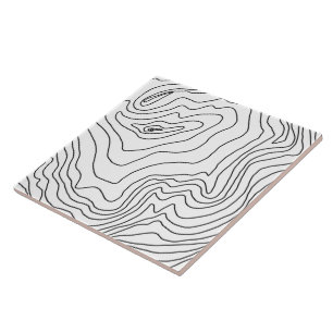 Minimal Black & White line art Modern Design Ceramic Tile