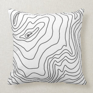 Minimal Black & White line art Modern Design Cushion