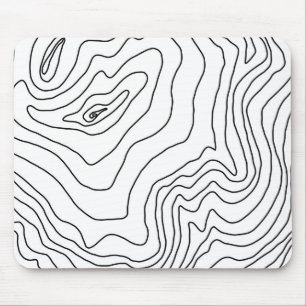 Minimal Black & White line art Modern Design Mouse Pad