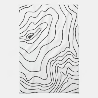 Minimal Black & White line art Modern Design Tea Towel