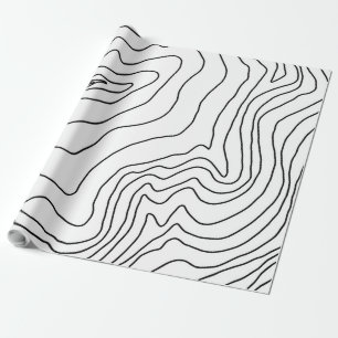 Minimal Black & White line art Modern Design Wrapping Paper