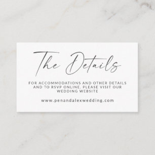 Minimal Black White Modern Script Wedding QR Code  Enclosure Card