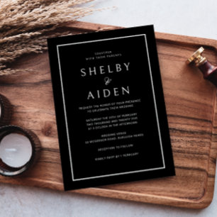 Minimal Black & White Modern Wedding Invitation