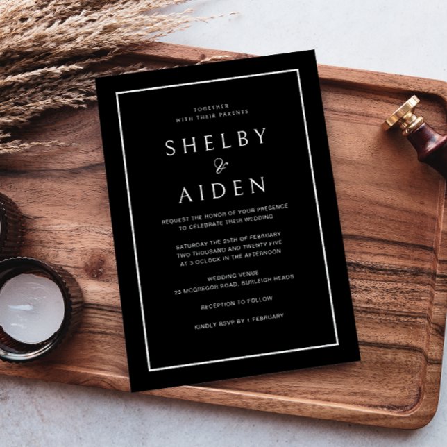 Minimal Black & White Modern Wedding Invitation (Creator Uploaded)