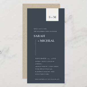 MINIMAL BLACK & WHITE MONOGRAM ENGAGEMENT INVITE