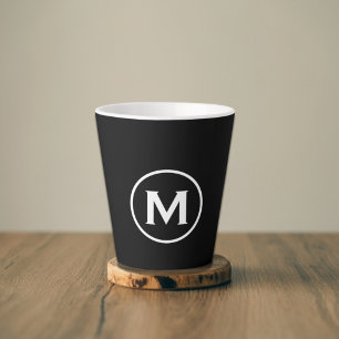Minimal Black White Monogram Latte Mug