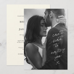 Minimal Black & White Photo Handwritten Wedding Invitation