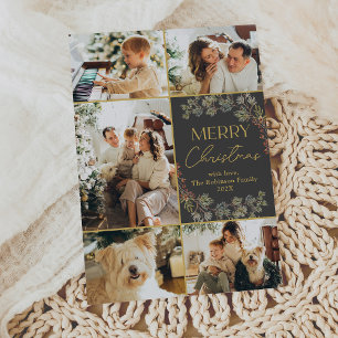 Minimal Black White Photo Merry Christmas Card