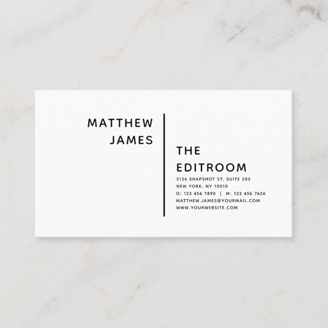 Minimal Black White Professional Business Card (Front)