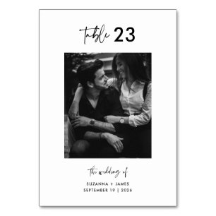 Minimal Black White Script Photo QR Code Table Number