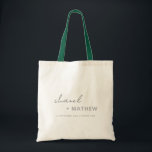 Minimal Black White Script Typography Wedding Tote Bag<br><div class="desc">If you need any further customisation please feel free to message me on yellowfebstudio@gmail.com.</div>