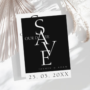 Minimal Black White Simple Typography Wedding Save The Date