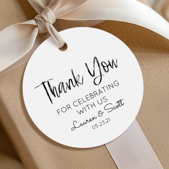 Minimal Black & White Thank You Wedding Favour Tag (Creator Uploaded)