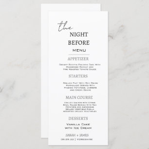 Minimal Black & White The Night Before Wedding  Menu