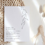 Minimal Black White Typewriter Botanical Wedding Invitation<br><div class="desc">Minimalist Black and White Retro Typewriter Typography Botanical Line Art Wedding Invitation</div>