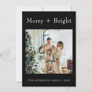 Minimal Black & White Typewriter Christmas Photo Holiday Card