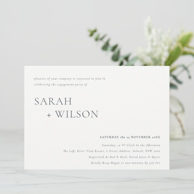 Minimal Black & White Typography Engagement Invite (Standing Front)