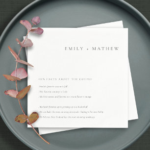 Minimal Black & White Typography Fun Facts Napkin
