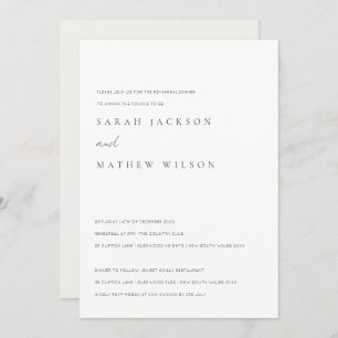Minimal Black & White Typography Rehearsal Dinner Invitation