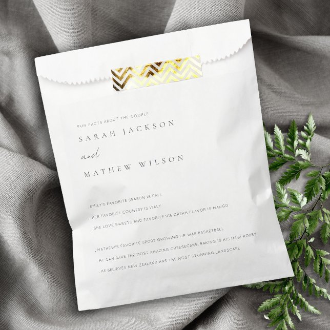 Minimal Black & White Typography Wedding Fun Facts Favour Bag (Creator Uploaded)