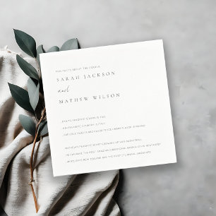Minimal Black & White Typography Wedding Fun Facts Napkin