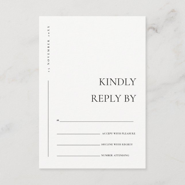 MINIMAL BLACK WHITE TYPOGRAPHY WEDDING RSVP  ENCLOSURE CARD (Front)