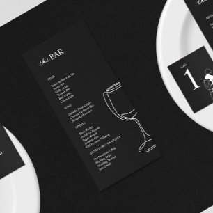 Minimal Black&White Wedding Bar Menu