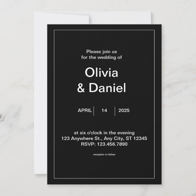 Minimal Black & White Wedding Invitation (Front)