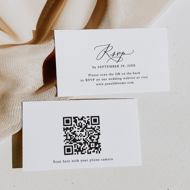 Minimal Black & White Wedding QR Code RSVP Cards (Creator Uploaded)
