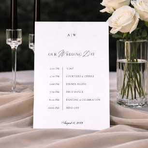 Minimal Black & White Wedding Timeline Card