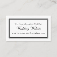 Minimal Black White Wedding Website Insert Cards