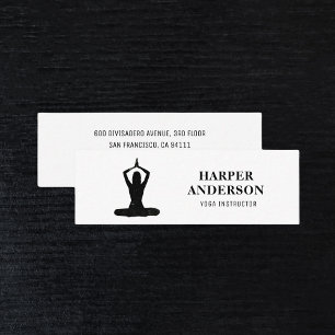 Minimal Black Yoga Instructor Professional Logo Mini Business Card