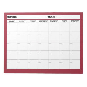 Minimal Blank Calendar Notepad